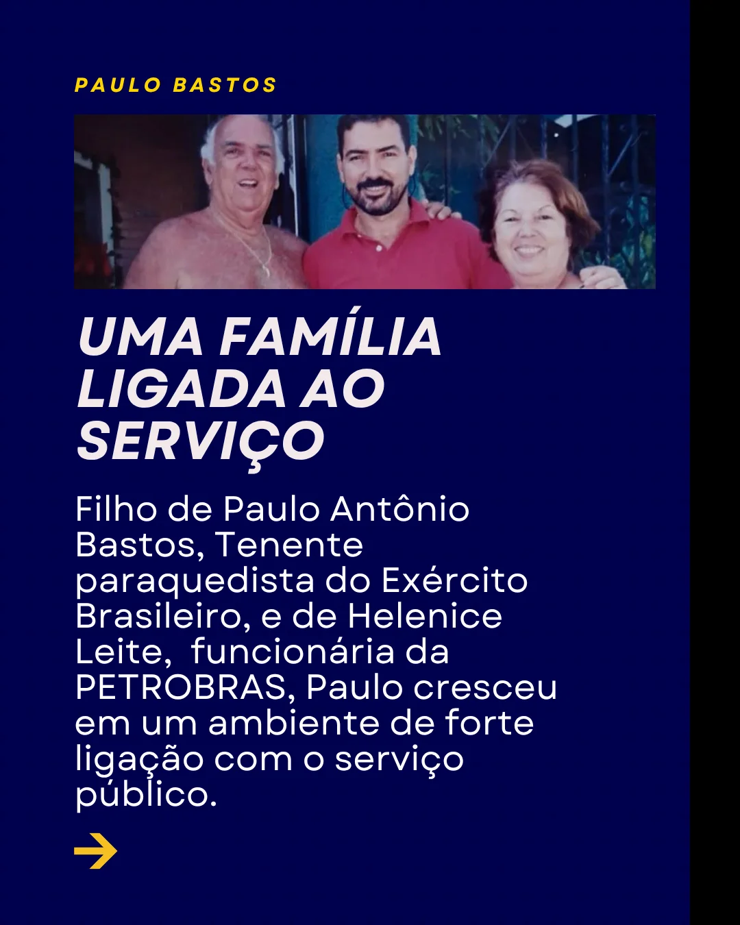 Card de campanha: uma família ligada ao serviço — pais de Paulo Bastos